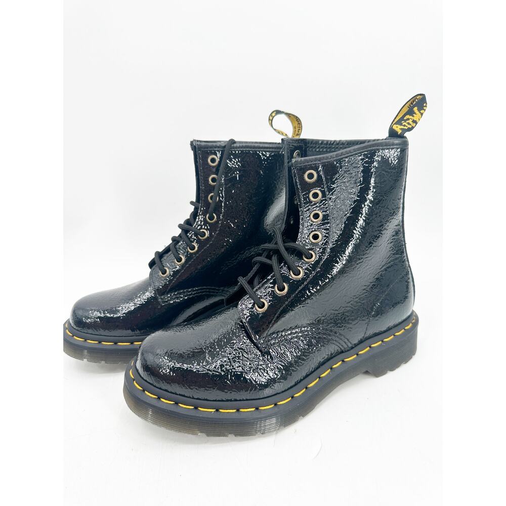 Dr. Martens 1460 Boots 6 Black Distressed Patent Leather - Picture 2 of 6